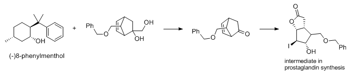 The synthesis of intermediate of prostaglandin using 8-phenylmenthol